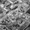 Aerial view showing High Street between North Bridge and Lawnmarket with Cockburn Street at bottom of photo, City Chambers in centre and St Giles' Cathedral at top