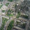 Oblique aerial view of the west end of Edinburgh New Town centred on the cathedral, taken from the SSW.