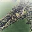 Oblique aerial view of Biel House, garden, gardener's cottage, coach-houses and bridge, taken from the NE.