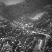 Oblique aerial view of Penicuik, Peebles Road, Penicuik Free Church centred on church with road bridge adjacent, taken from the E.
