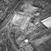 Aerial view of Brunton Ltd wire works, excavation and River Esk bridges, taken from the S.