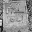 View of gravestone commemorating Helen Bayne 1782, in the churchyard of Muthill Old Parish Church.