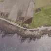Hoy, Crockness, oblique aerial view, taken from the NE, centred on the Martello Tower. A curving linear soilmark is visible in the top half of the photograph.