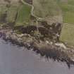 Flotta, Buchanan Battery, oblique aerial view, taken from the ENE, centred on the Coast Battery.