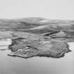 Hoy, Lyness, oblique aerial view, taken from the NE, centred on the Royal Navy Oil Terminal. Visible in the centre right of the photograph is Wee Fea Naval Signal Station.