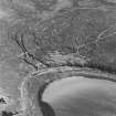Oblique aerial view of Orkney, Hoy, taken from the E, Scad Head coast battery, concrete hut bases of the accommodation camp with the course of the tramway used to supply the installation.