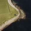 Oblique aerial view of Orkney, Shapinsay, Galtness coastal battery, taken from the N.
