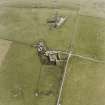 Aerial view of Orkney, Sanday, Post Office Radio Station and telephone exchange, Warsetter farmsteading and Warsetter dovecot, taken from the W.