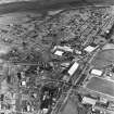 Ardeer, Nobel's Explosives Factory, oblique aerial view, centred on the sulphur house and the fusehead production factory.