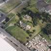 Oblique aerial view of Saint Teresa of Lisieux Roman Catholic Church.