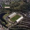 Maryhill, oblique aerial view, centred on Firhill Park and the Forth and Clyde Canal.