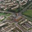 East Kilbride, Westwood, oblique aerial view, taken from the SSW, centred on Our Lady of Lourdes Roman Catholic Church.