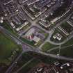 East Kilbride, Westwood, oblique aerial view, taken from the NNE, centred on Our Lady of Lourdes Roman Catholic Church.