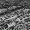 Aerial view of Newmilns railway viaduct and factories, centred on Union Street Factory, taken from the NE.