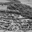 Aerial view of Newmilns railway viaduct and factories, centred on Union Street Factory, taken from the NNW.