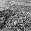 General aerial view of Newmilns railway viaduct and factories, centred on the site of Greenhead Mills, taken from the ENE.