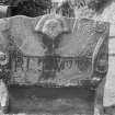 View of headstone for Robert Lighton who died 1731, in the churchyard of Kinghorn Parish Church.