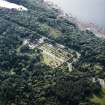 Oblique aerial view centred on the walled garden, taken from the E.