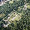 Oblique aerial view centred on the walled garden, taken from the SW.