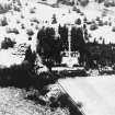 Abercairny House, oblique aerial view, taken from the NNE, centred on the East walled garden.