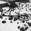 Abercairny House, oblique aerial view, taken from the SW, centred on the ponds.