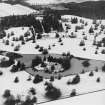 Abercairny House, oblique aerial view, taken from the S, centred on the ponds.