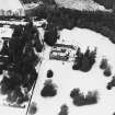 Abercairny House, oblique aerial view, taken from the SSW, centred on the stable block.