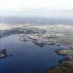 General oblique aerial view looking across Stornoway Harbour towards the town, taken from the SSE.