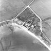 Oblique aerial view of Sanday, Stove Farmhouse, old steading, new steading and workmen's cottages, taken from the SE