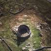 Oblique aerial view centred on the remains of the broch, taken from the N.