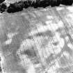 Aldourie Farm, oblique aerial view, taken from the NNW, centred on the cropmarks of an enclosure and two pit-circles.