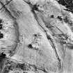 Ballourie, oblique aerial view, taken from the E, showing the remains of a township across the photograph, and rig in the foreground.