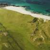Oblique aerial view ofTraigh Na Criche, taken from the south, centred on farmstead and cultivation remains.