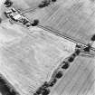 Strageath Mains, oblique aerial view, taken form the NW, centred on cropmarks of field boundaries and pits.