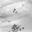 Milquhanzie Hill, oblique aerial view, taken from the NNE, centred on the snow-covered fort.