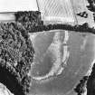 South Mains, Innerpeffray, oblique aerial view, taken from the WSW, centred on cropmarks including those of pits. Innerpeffray Castle is visible in the top right-hand corner of the photograph.