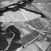 Logierait, oblique aerial view taken from the W, centred on the cropmarks of a souterrain, roundhouses, pits and a fort.  A possible enclosure is also visible in the top centre of the photograph.  There are also numerous linear cropmarks showing in the photograph.
