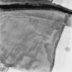 Forteviot Roman Temporary Camp, oblique aerial view, taken from the SSE, centred on the cropmarks of the NW corner of the camp.