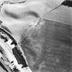 Oblique aerial view of Broxy Kennels centred on the cropmarks of a fort, taken from the NE.