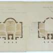 Photographic copy of drawing showing ground and first floor plans of existing building (Drawing no 1).