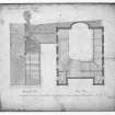 Glasgow, 176 Duke Street, United Presbyterian Church.
Photographic copy of a plan of gallery and office roofs.
Insc:'United Presbyterian Church, Duke Street, Glasgow, Plan of Office Roofs and Plan of Gallery'.
