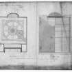 Glasgow, 176 Duke Street, United Presbyterian Church.
Photographic copy of plans of ceiling and roof
Insc:'United Presbyterian Church, Duke Street, Glasgow, Plan of Ceiling. Plan of Roof'.
