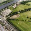 Oblique aerial view centred on the excavations of the Cromwellian fort, taken from the NW.