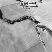 Oblique aerial view centred on the cropmarks of the fort, unenclosed settlement, souterrains and barrows, taken from the SSE.