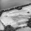 Mugdrum, oblique aerial view, taken from the SW, centred on an area defined as a cropmark complex.