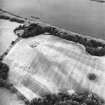 Mugdrum, oblique aerial view, taken from the SE, centred on an area defined as a cropmark complex.