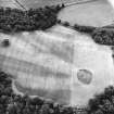 Mugdrum, oblique aerial view, taken from the N, centred on an area defined as a cropmark complex.