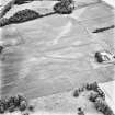 Carpow and Gillies Burn, oblique aerial view, taken from the WNW, centred on the cropmarks of a Roman Fort, a Roman enclosure, ring-ditch and an unenclosed settlement. Mains of Carpow farmsteading is visible in the centre right half of the photograph.