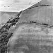 Pitroddie, oblique aerial view, taken from the WNW, centred on cropmarks including an unenclosed settlement, souterrains and ring-ditches.