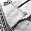 Longforgan Roman Temporary Camp, oblique aerial view, taken from the ESE, centred on the cropmarks of the S side of the camp.